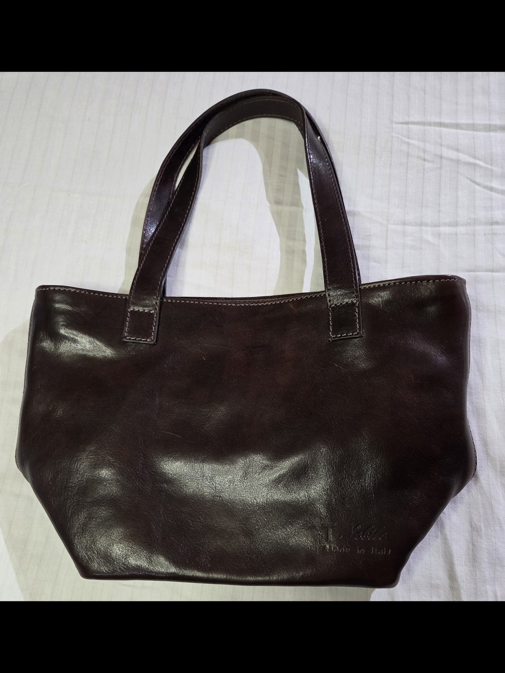VINTAGE T Nobile Dark Brown Italian Leather Handbag MADE in ITALY. - Picture 2 of 11